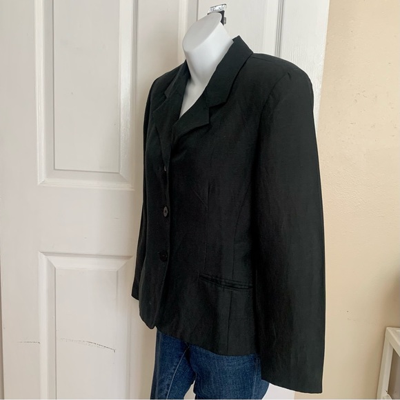 Linen & Silk Blazer Jacket by Smooth Studio. Black Size 6p - Picture 3 of 10